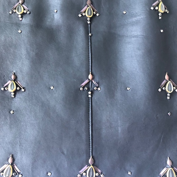 REISS "Tess" Black Leather Mini Skirt Embellished Sz US12 - Picture 10 of 10